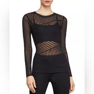 BCBGMAXAZRIA Veira Sheer Striped Mesh Top